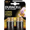 4 PILE BATTERIE STILO DURACELL ALKALINE PLUS POWER AA STILO 1,5v MN1500