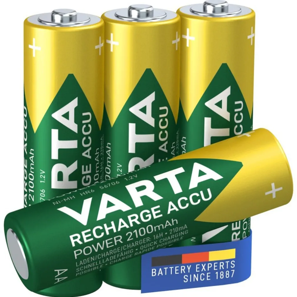 4 PILE VARTA STILO BATTERIE AA ALKALINE RICARICABILI 2100mAh NiMH HR6 1.2V ACCU