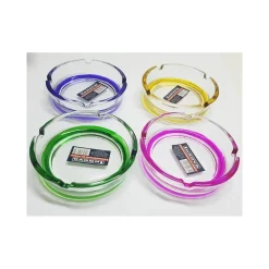 4 POSACENERE IN VETRO FONDO COLORATO PORTACENERE POSA CENERE PORTA CENERE TONDO