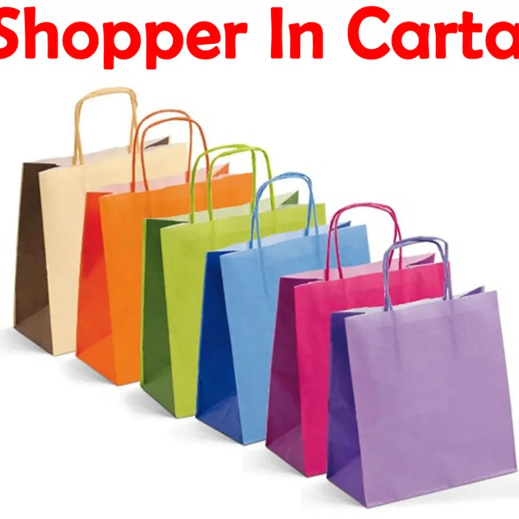 2 PZ BORSA SHOPPER BUSTA REGALO IN CARTA MODELLI ASSORTITI 210 GR 18x10x18 cm