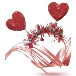 3 PZ CERCHIETTO CAPELLI IN PLASTICA CON CUORI MOLLE ORPELLO SAN VALENTINO 95592