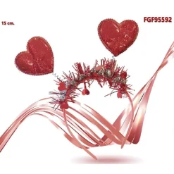 3 PZ CERCHIETTO CAPELLI IN PLASTICA CON CUORI MOLLE ORPELLO SAN VALENTINO 95592