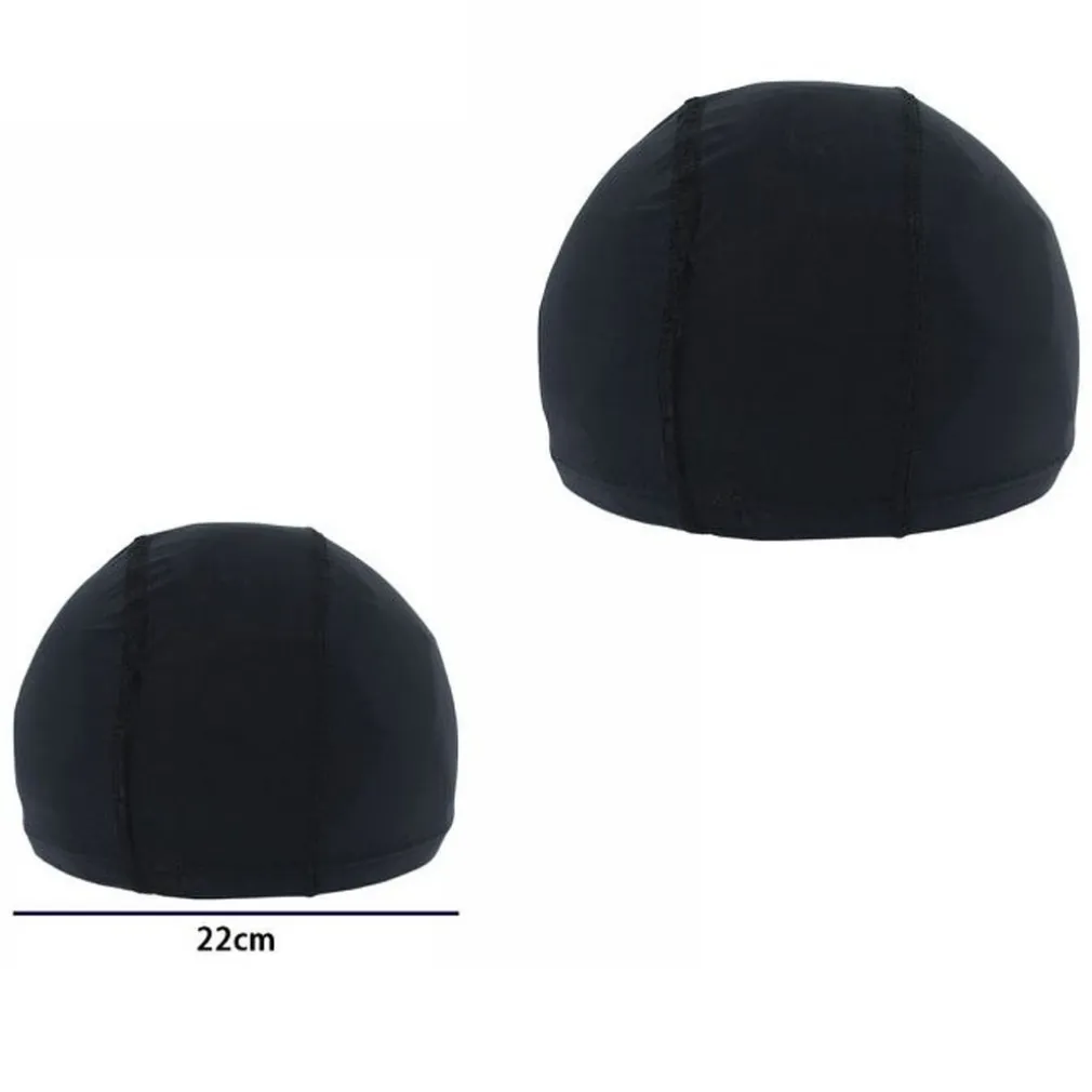 3 PZ CUFFIA PISCINA MARE NUOTO PRESSATA MONOCOLORE NERA CON FASCIA ELASTICA 2 CM