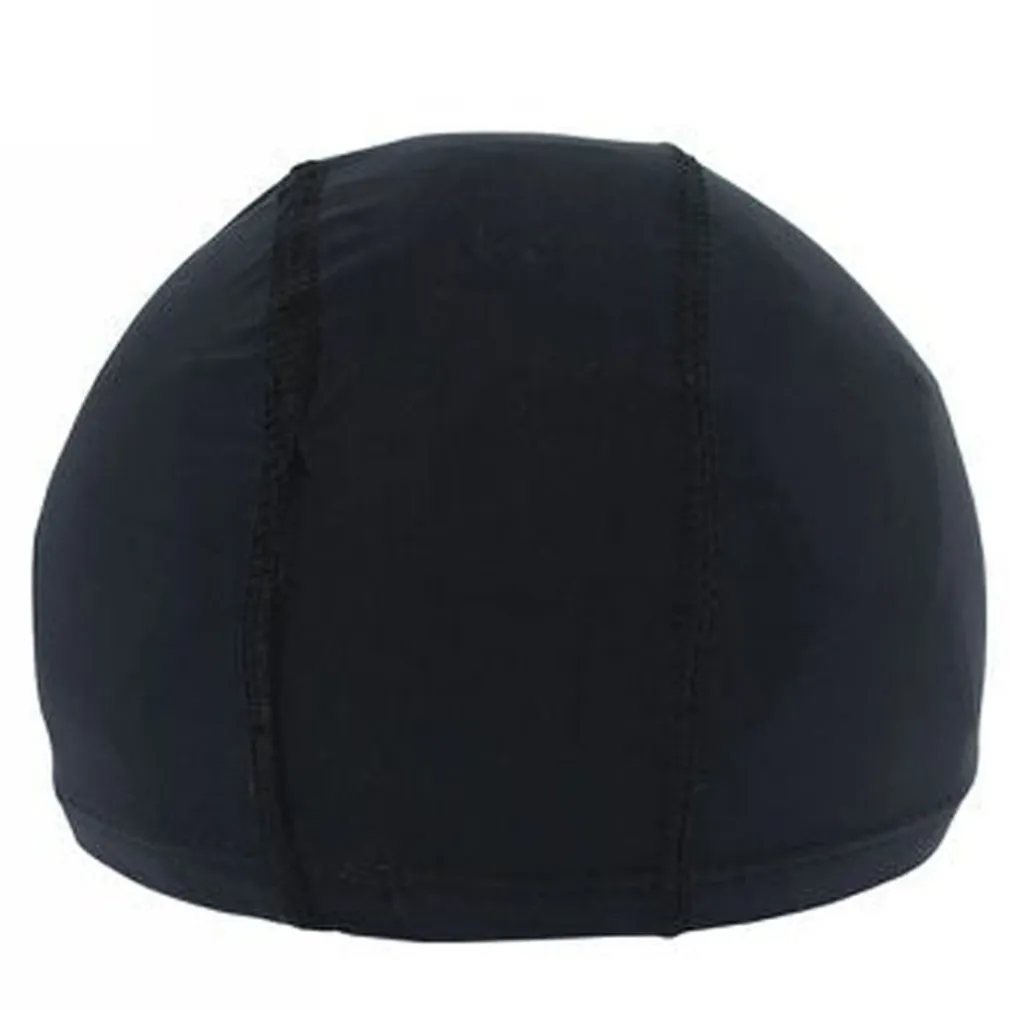 3 PZ CUFFIA PISCINA MARE NUOTO PRESSATA MONOCOLORE NERA CON FASCIA ELASTICA 2 CM