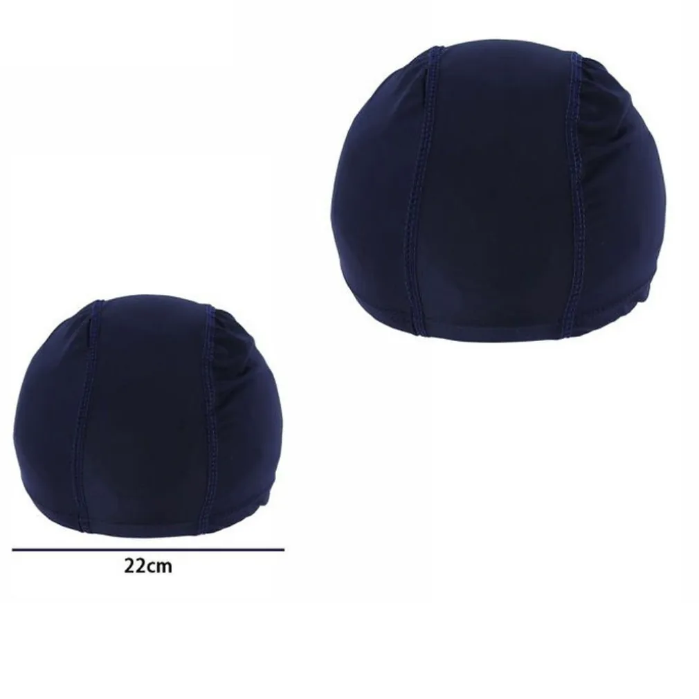 3 PZ CUFFIA PISCINA MARE NUOTO PRESSATA MONOCOLORE BLU CON FASCIA ELASTICA 2 CM