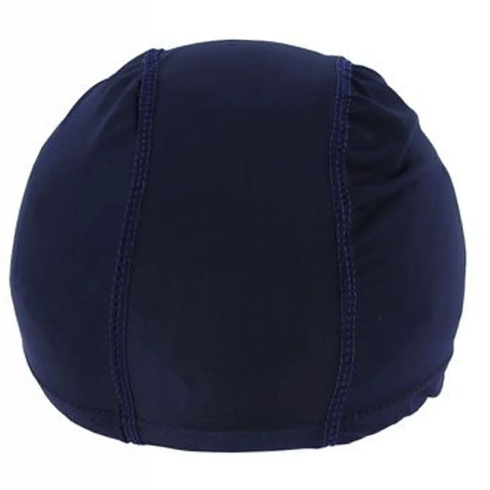 3 PZ CUFFIA PISCINA MARE NUOTO PRESSATA MONOCOLORE BLU CON FASCIA ELASTICA 2 CM