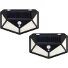 2 PZ LAMPADA SOLARE ESTERNO GIARDINO FARETTO FOTOVOLTAICO SENSORE LUCE 114 LED FARO