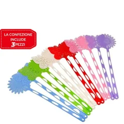 3 PZ PALETTA ABBATTIMOSCHE ABBATTI MOSCHE SCACCIA INSETTI COLORI ASSORTITI 43 CM