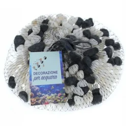 3 PZ PIETRE DECORATIVE ACQUARIO BIANCHE NERE DECORAZIONE SASSI PIANTE VASI 300GR