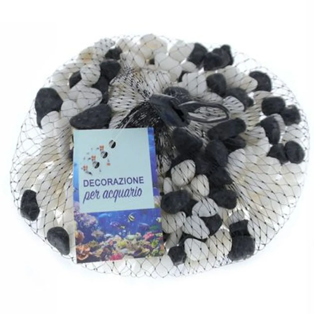 3 PZ PIETRE DECORATIVE ACQUARIO BIANCHE NERE DECORAZIONE SASSI PIANTE VASI 300GR