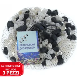 3 PZ PIETRE DECORATIVE ACQUARIO BIANCHE NERE DECORAZIONE SASSI PIANTE VASI 300GR