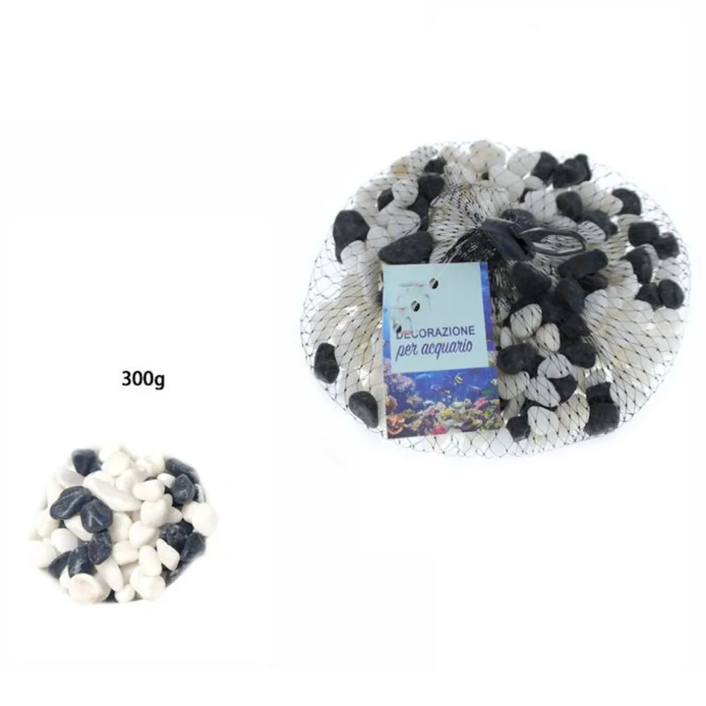 3 PZ PIETRE DECORATIVE ACQUARIO BIANCHE NERE DECORAZIONE SASSI PIANTE VASI 300GR