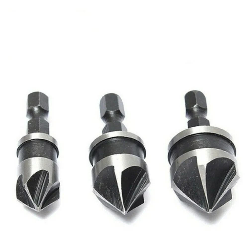3 PZ PUNTA TRAPANO FLAUTO SVASATORE FRESA HSS 12 16 19MM LEGNO METALLO PLASTICA