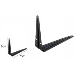 2 PZ REGGIMENSOLA SUPPORTO STAFFA TRIANGOLARE MENSOLA METALLO 3 X 4CM NERA 07909