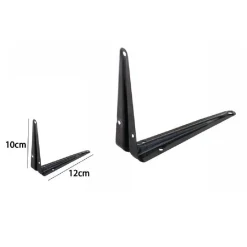 2 PZ REGGIMENSOLA SUPPORTO STAFFA TRIANGOLARE MENSOLA METALLO 10X12CM NERA 07914