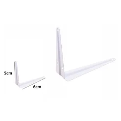 2 PZ REGGIMENSOLA SUPPORTO STAFFA TRIANGOLARE MENSOLA METALLO 5X6CM BIANCA 07904
