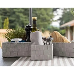 6 PZ SCATOLA IN TESSUTO CONTENITORI ORGANIZER BAGNO ARMADIO GRIGIO CHIARO 79072