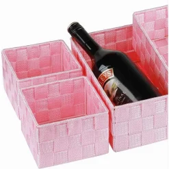 6 PZ SCATOLA TESSUTO CONTENITORI ORGANIZER BAGNO ARMADI PORTA OGGETTI ROSA 79077
