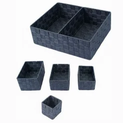 11 PZ SCATOLE TESSUTO COMPONIBILI ORGANIZER BAGNO ARMADI CASSETTI SCAFFALI 79080