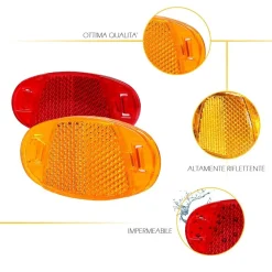 2 RIFLETTORI CATARIFRANGENTI OVALE PER RUOTE ANTERIORE POSTERIORE BICI XC-1621
