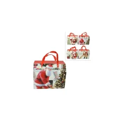 6 SCATOLE DA REGALO STAMPA BABBO NATALE CLASSICO MANICI ROSSI 13,5X11,5X16,5CM