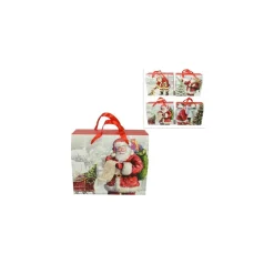 6 SCATOLE DA REGALO STAMPA BABBO NATALE CLASSICO MANICI ROSSI 23 X 12,5 X 27,5CM