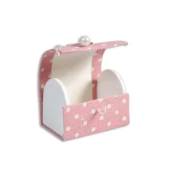 12 SCATOLINA BAULE IN TESSUTO PORTA CONFETTI BOMBONIERA NASCITA BATTESIMO ROSA