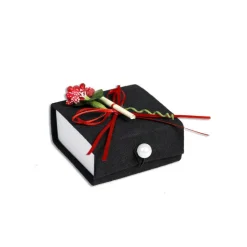 12 SCATOLINA IN TESSUTO CON PERGAMENA PORTA CONFETTI BOMBONIERA LAUREA NERO