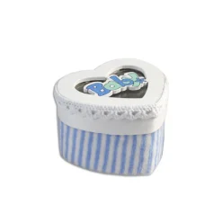 12 SCATOLINA PORTA CONFETTI A FORMA DI CUORE BOMBONIERA NASCITA BIMBO AZZURRO