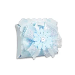 12 SCATOLINA PORTA CONFETTI CON FIORE BOMBONIERA NASCITA BATTESIMO BIMBO AZZURRO
