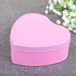 12 SCATOLINE IN LATTA A FORMA DI CUORE BOMBONIERA SEGNAPOSTO PORTACONFETTI ROSA