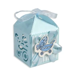 12 SCATOLINE PORTA CONFETTI NASCITA BATTESIMO BOMBONIERA AZZURRO BIMBO MASCHIO