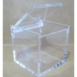 12 SCATOLINE SCATOLE CUBO PLEXIGLASS 6X6cm TRASPARENTE PORTA CONFETTI BOMBONIERA