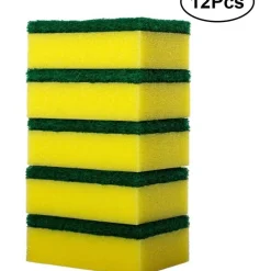 12 SPUGNA PER LAVARE PIATTI SPUGNETTA CON RETINA GIALLO VERDE GRAFFIETTA CUCINA