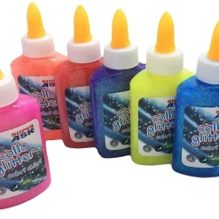 6 TUBETTI DI COLLA GLITTER COLORE DECORAZIONI NATALE FESTE LAVORETTI CASA SCUOLA