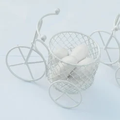 12 X BOMBONIERA BOMBONIERE BICICLETTA A TRE RUOTE CON CESTINO PORTACONFETTI