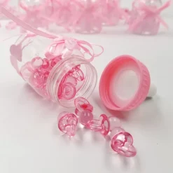 12 X BOMBONIERA PORTACONFETTI PER BATTESIMO NASCITA BOTTIGLIA BIBERON ROSA