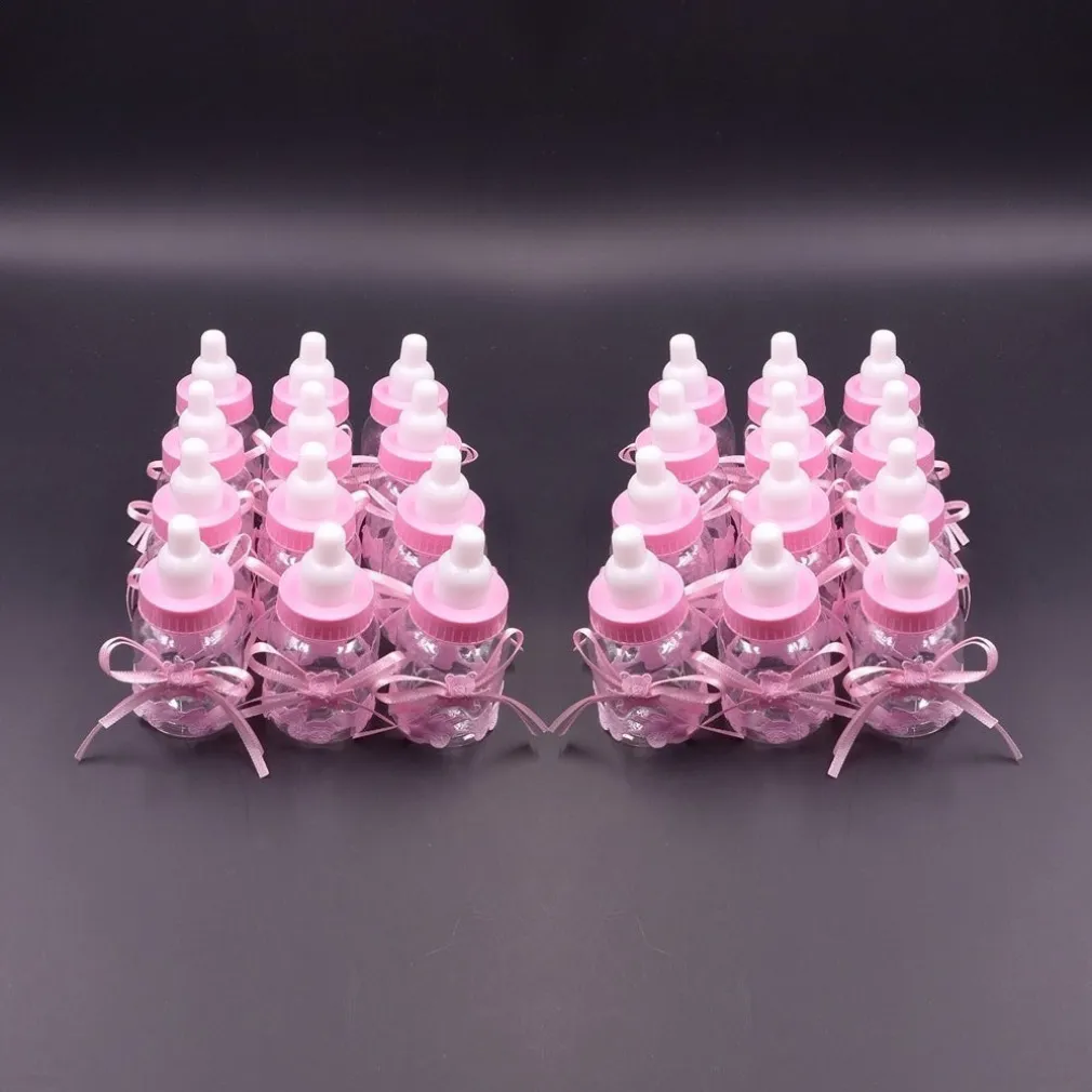 12 X BOMBONIERA PORTACONFETTI PER BATTESIMO NASCITA BOTTIGLIA BIBERON ROSA