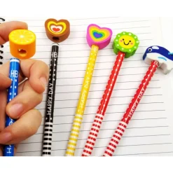 12 X BOMBONIERA REGALINO PER FESTA BAMBINI COMPLEANNO MATITA IN LEGNO CON GOMMA