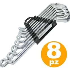 8 X CHIAVI AD ANELLO IN CROMO VANADIO MISURA DALLA 6 ALLA 22 ATTREZZI