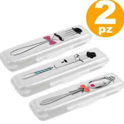 2 X CUSTODIA PORTAPOSATE POSATE FORCHETTE COLTELLO PORTA DA PRANZO SCUOLA