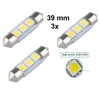 3 X FESTOON SILURO 39 MM BULB 3 LED SMD C5W W5003 T11 5050 12V AUTO ABITACOLO