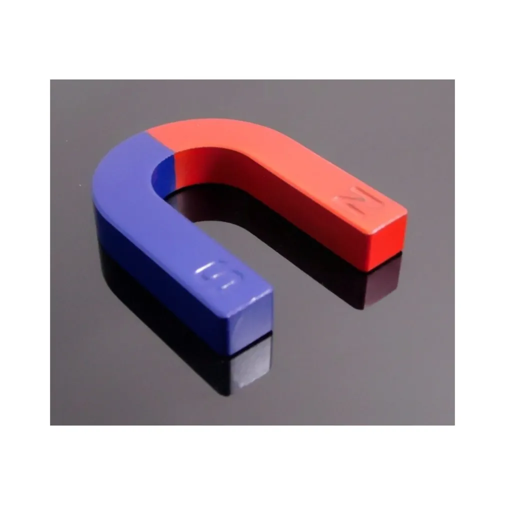 2 X MAGNETE DIDATTICO CALAMITA 30MM A FORMA DI U POSITIVO E NEGATIVO NORD SUD
