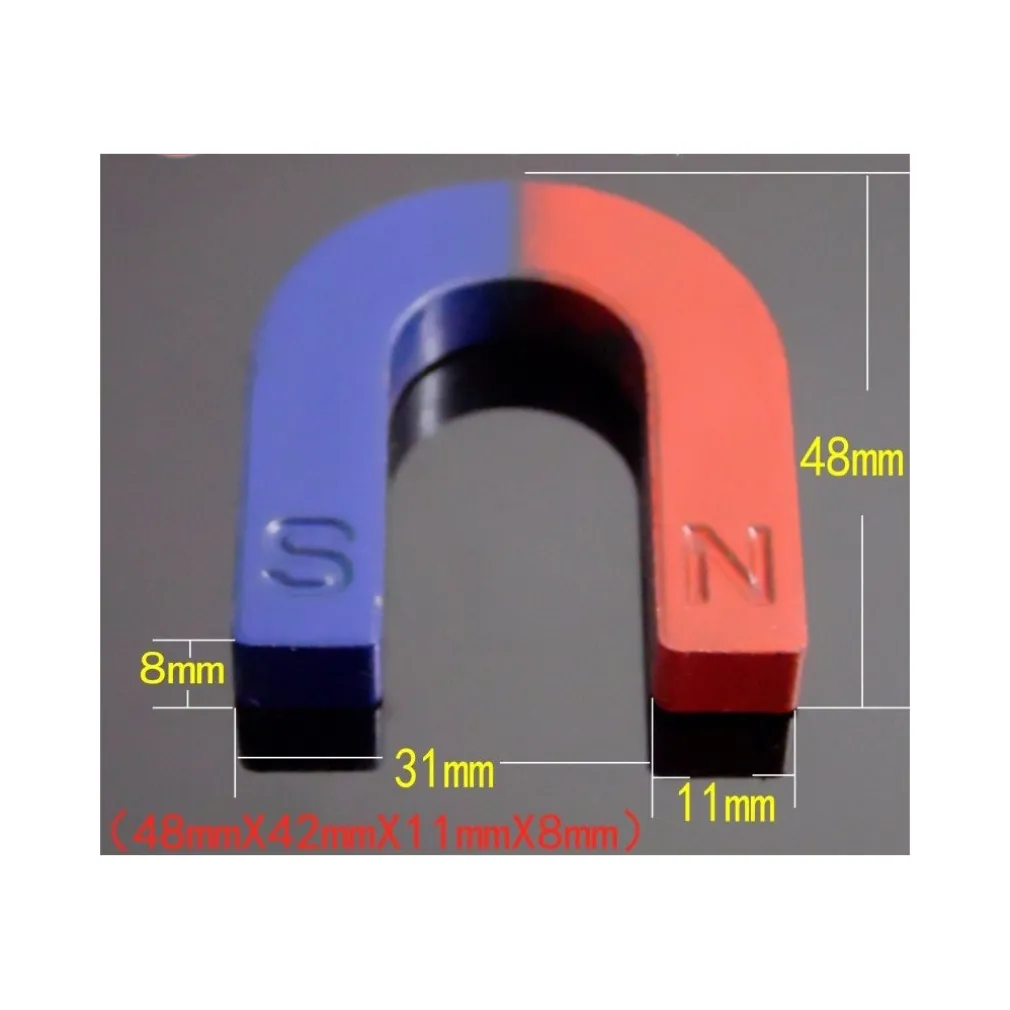 2 X MAGNETE DIDATTICO CALAMITA 30MM A FORMA DI U POSITIVO E NEGATIVO NORD SUD