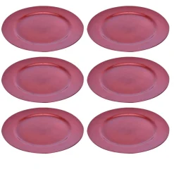 6 X SOTTOPIATTI NATALIZI IN PLASTICA 33CM DECORAZIONI NATALE PER LA TAVOLA ROSA