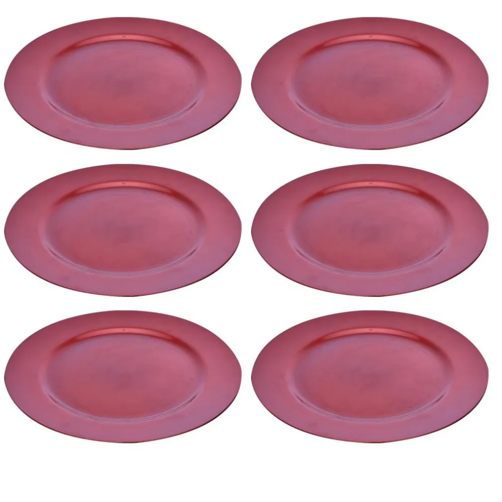 6 X SOTTOPIATTI NATALIZI IN PLASTICA 33CM DECORAZIONI NATALE PER LA TAVOLA ROSA