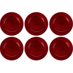 6 X SOTTOPIATTI NATALIZI IN PLASTICA 33CM DECORAZIONI NATALE PER LA TAVOLA ROSSO