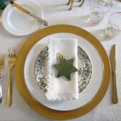 6 X SOTTOPIATTI NATALIZI IN PLASTICA 33CM DECORAZIONI NATALE PER LA TAVOLA GOLD