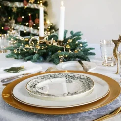 6 X SOTTOPIATTI NATALIZI IN PLASTICA 33CM DECORAZIONI NATALE PER LA TAVOLA GOLD