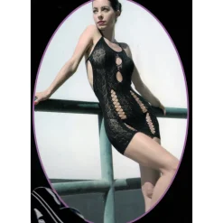 ABITO SEXY A RETE MODELLANTE LINGERIE INTIMO DONNA HOT NERO TG UNICA JT3443-1B
